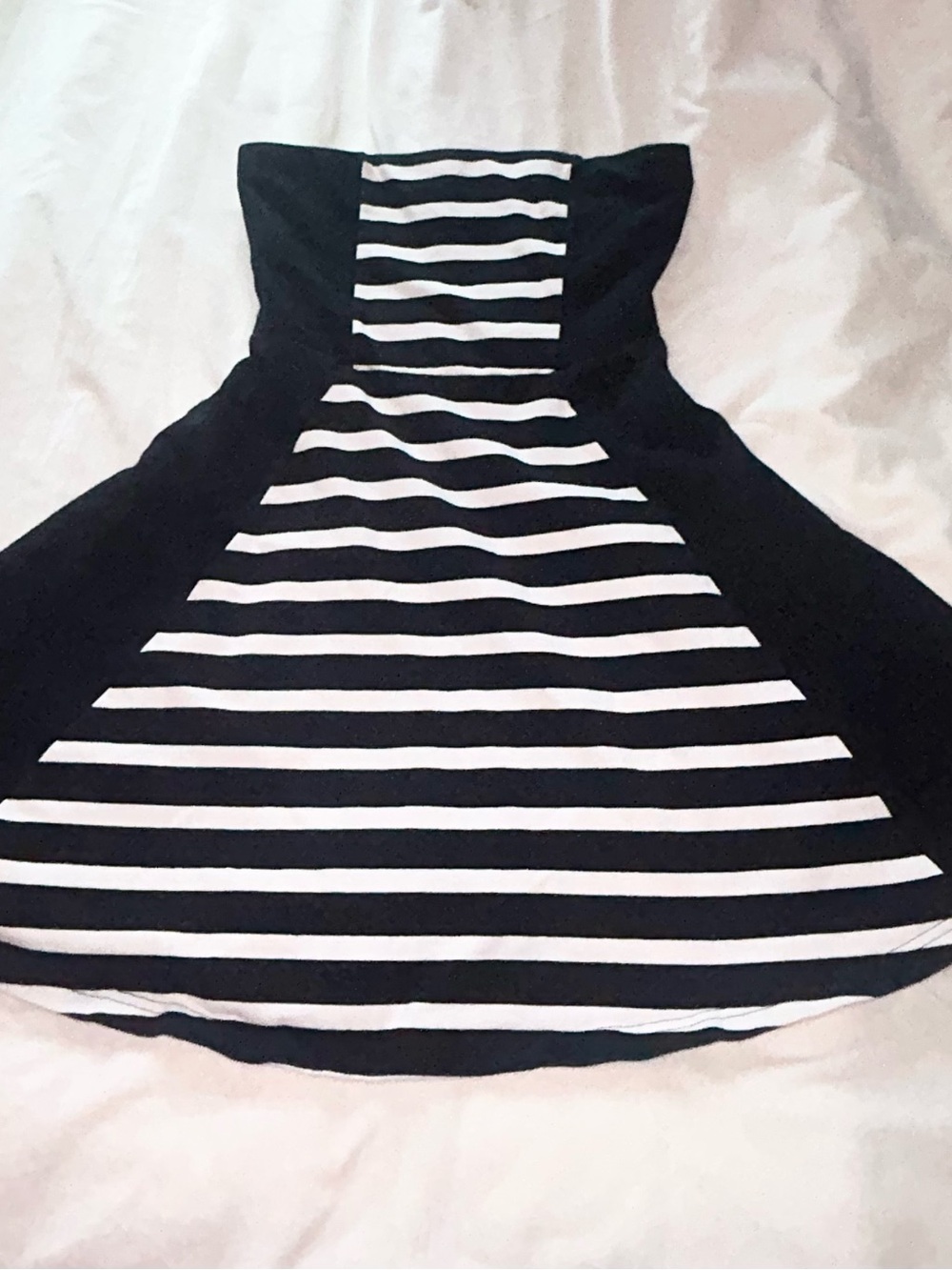 Express Black & White Striped Strapless Dress